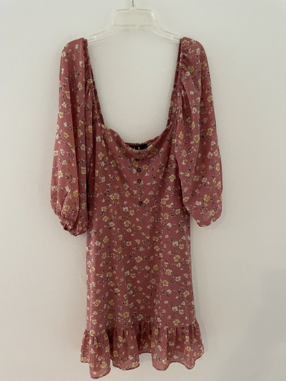 Lulus dress short size XL Cottage Core floral, long sleeve, lined